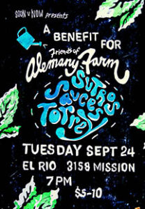 poster for Friends of Alemany Farm benefit show, El Rio, Sept 24, 2019